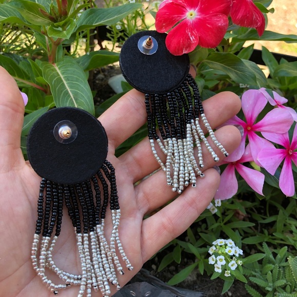 Zara Black Beaded Earrings - Picture 3 of 6